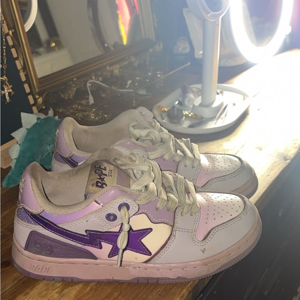 Bape Purple Athletic Shoes Retro Style